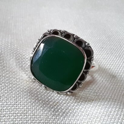 Emerald cut stone silver ring