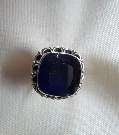 Blue cut stone silver  ring