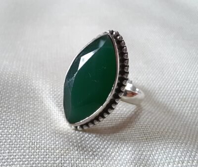 Emerald cut stone silver  ring