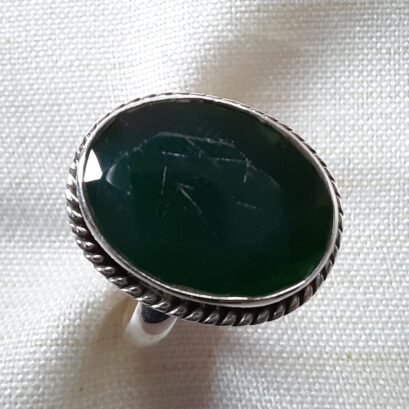 Emerald cut stone silver  ring