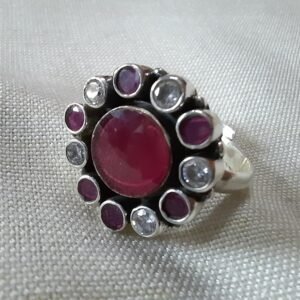 floral cut stone ring