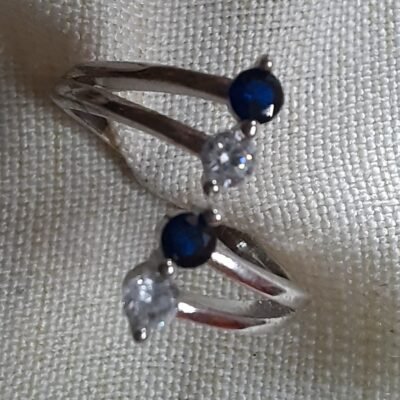 blue cz silver ring