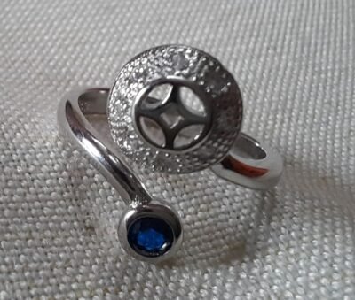 blue cz silver ring