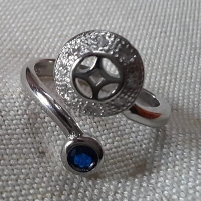 blue cz silver ring