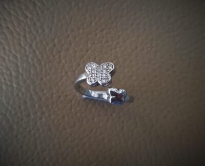 Cz butterfly silver ring