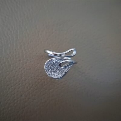 Cz leaf silver ring