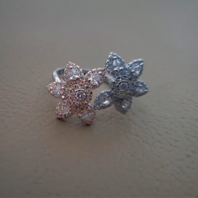 Cz rose gold silver ring