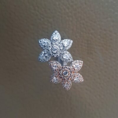 Cz rose gold silver ring