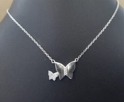 Cz butterfly silver pendant