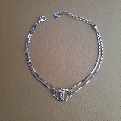 Heart shape silver bracelet