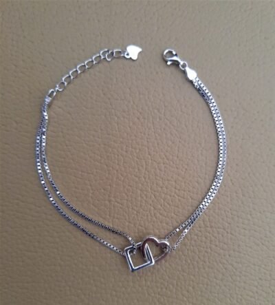 Heart shape silver bracelet