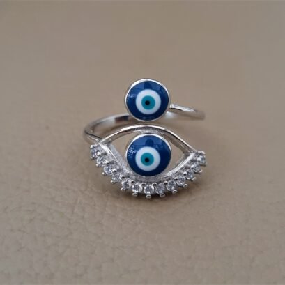 Evil eye silver ring