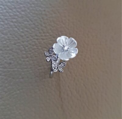 MOP butterfly silver ring