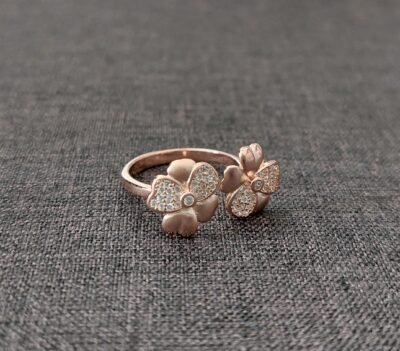 Floral rose gold ring
