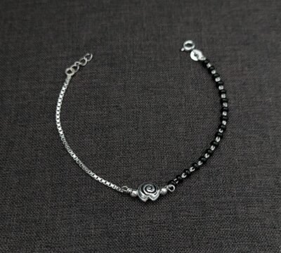 Oxidised silver hand mangalsutra/nazariya
