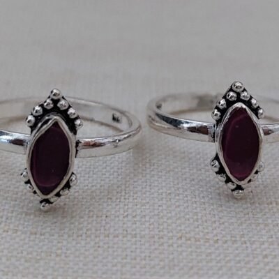 Ruby marquise silver  toe rings