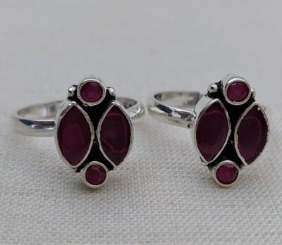 Ruby Cut Stone Toe Ring