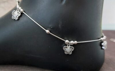 Butterfly silver anklet