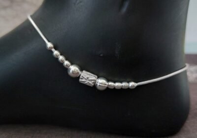 Silver ball anklet