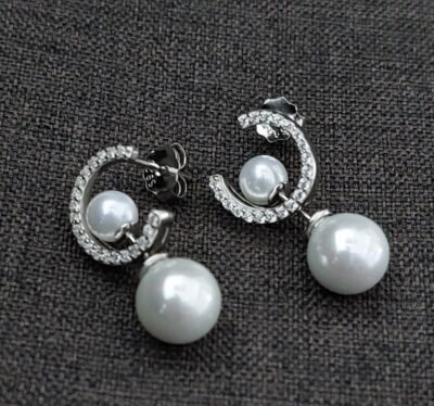 3 in 1 Silver pearl earings