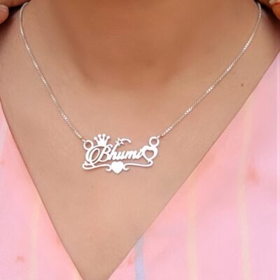Personalised name with crown necklace