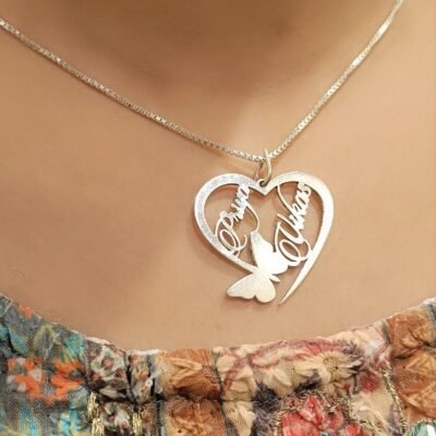 personalised couple name in heart necklace