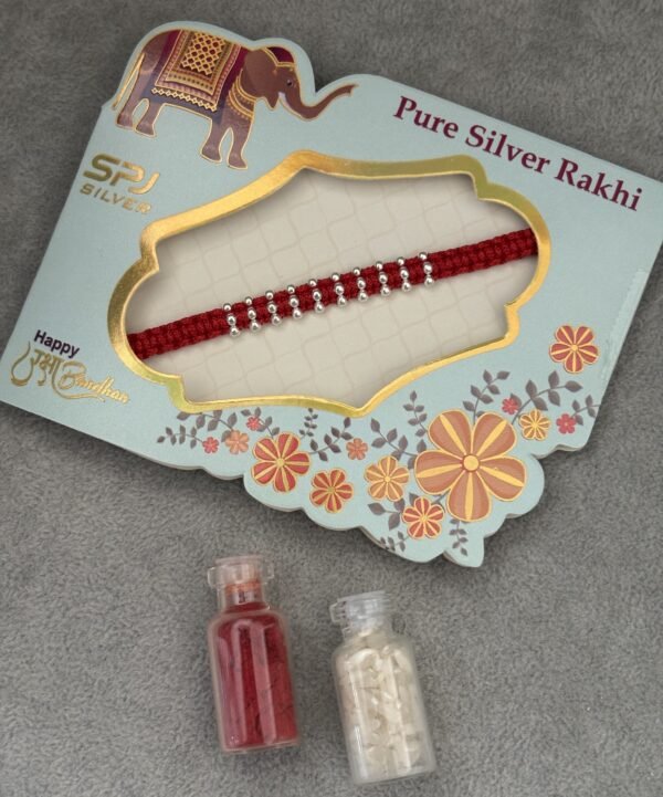 Premium silver rakhi for brother – Pure silver with detailed craftsmanship