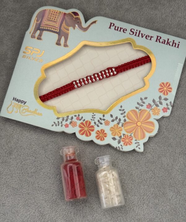 Premium silver rakhi for brother – Pure silver with detailed craftsmanship