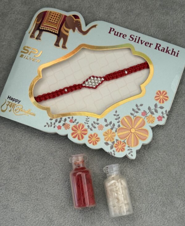 Premium silver rakhi for brother – Pure silver with detailed craftsmanship