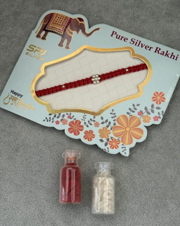 Premium silver rakhi for brother – Pure silver with detailed craftsmanship