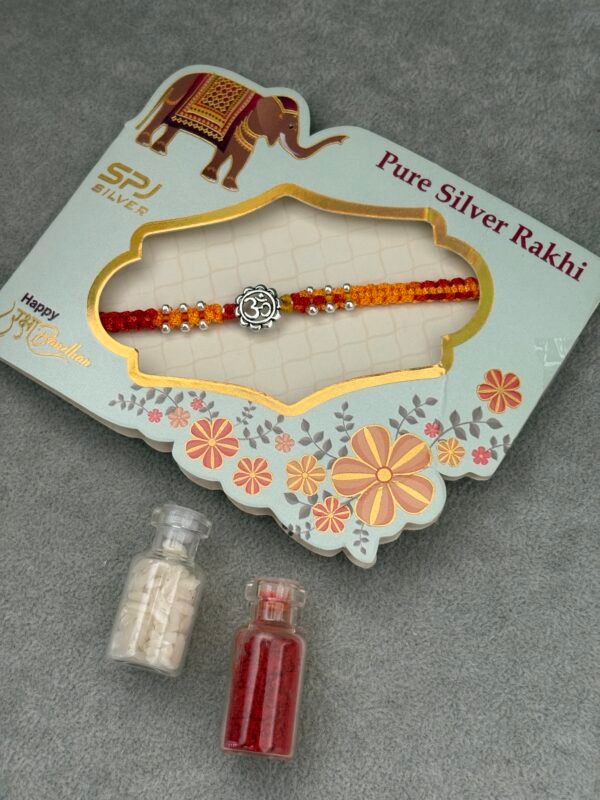 Premium silver rakhi for brother – Pure silver with detailed craftsmanship
