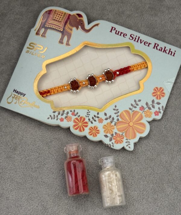 Premium silver rakhi for brother – Pure silver with detailed craftsmanship
