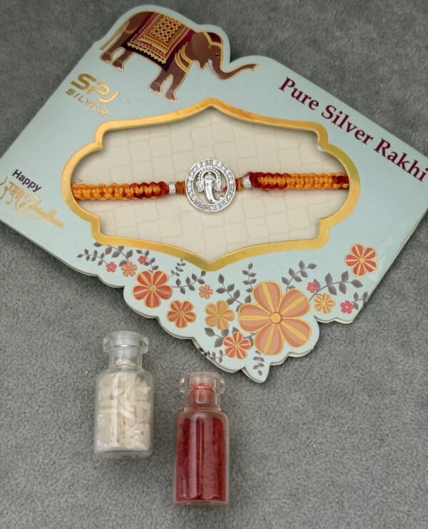 Premium silver rakhi for brother – Pure silver with detailed craftsmanship