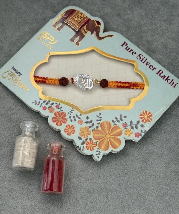 Premium silver rakhi for brother – Pure silver with detailed craftsmanship