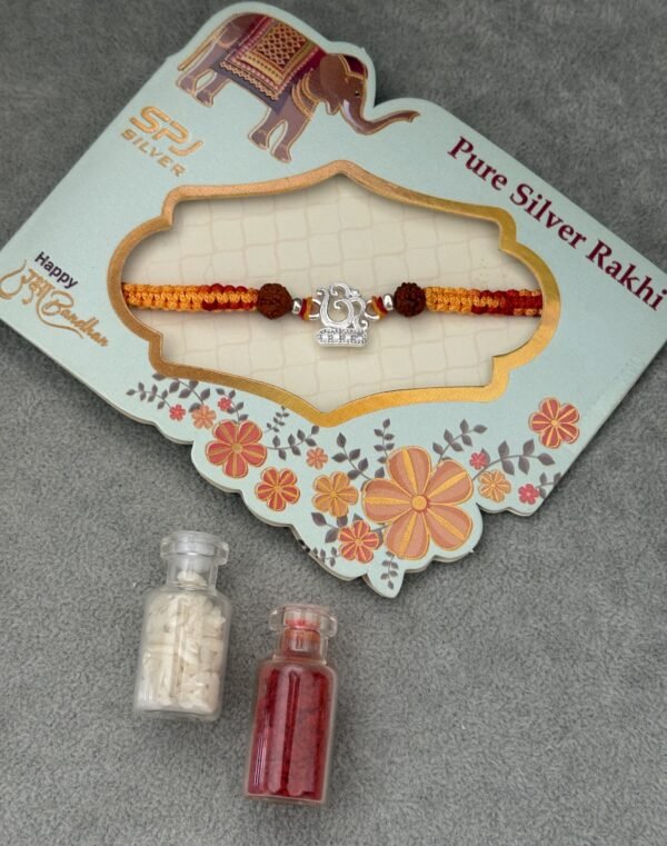 Premium silver rakhi for brother – Pure silver with detailed craftsmanship