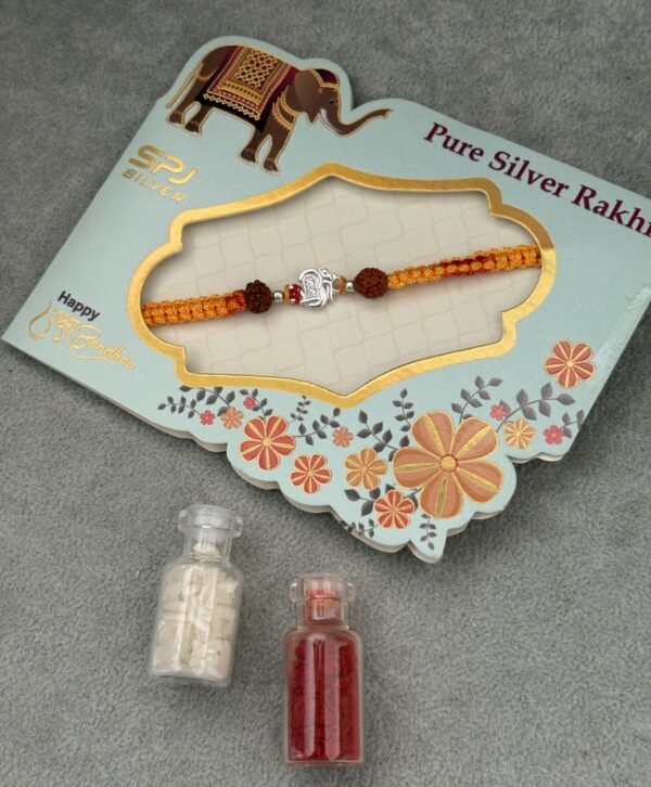 Premium silver rakhi for brother – Pure silver with detailed craftsmanship