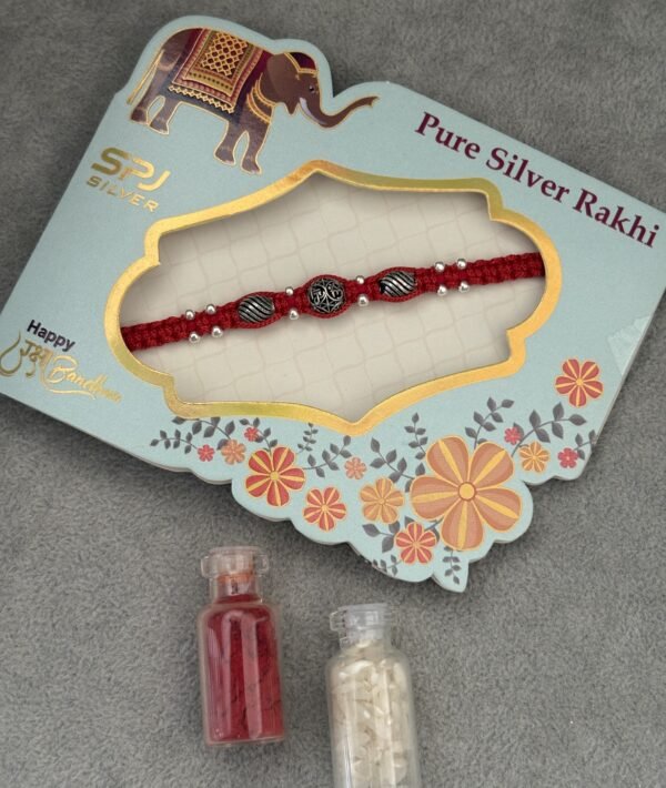 Premium silver rakhi for brother – Pure silver with detailed craftsmanship
