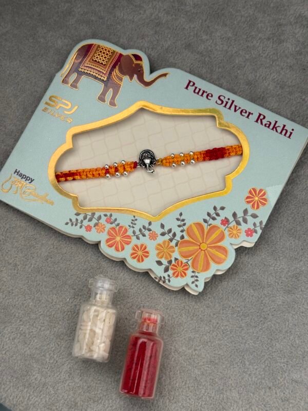 Premium silver rakhi for brother – Pure silver with detailed craftsmanship