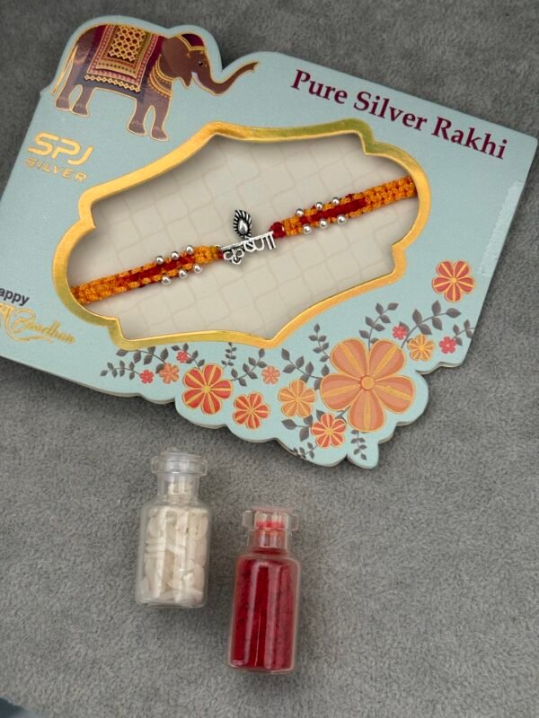 Premium silver rakhi for brother – Pure silver with detailed craftsmanship