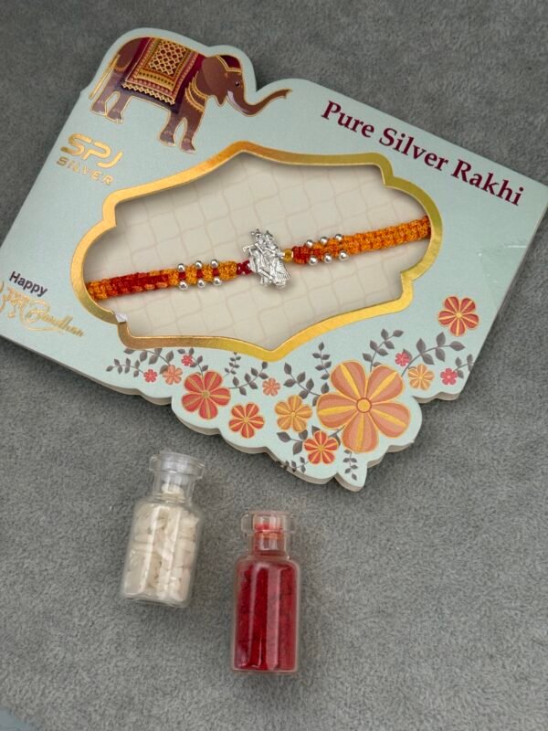 Premium silver rakhi for brother – Pure silver with detailed craftsmanship
