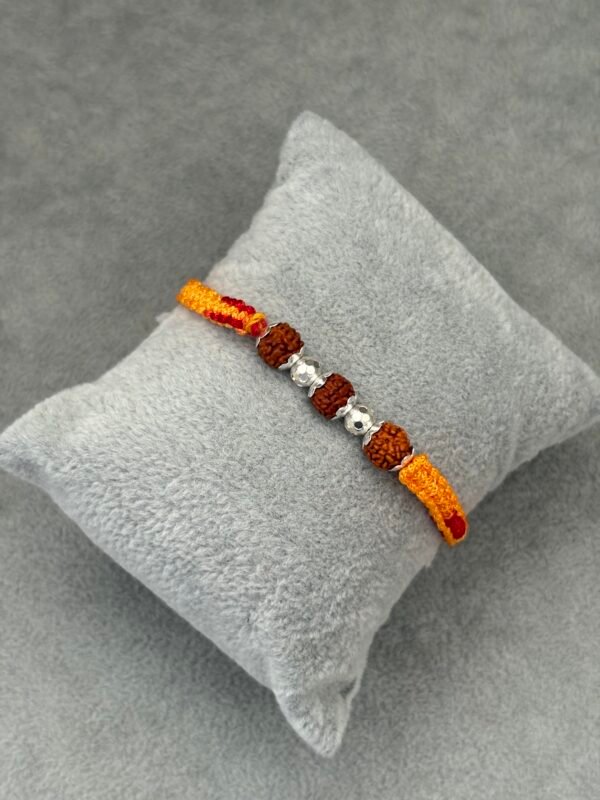 Rudraksha cnc ball silver rakhi - Image 2