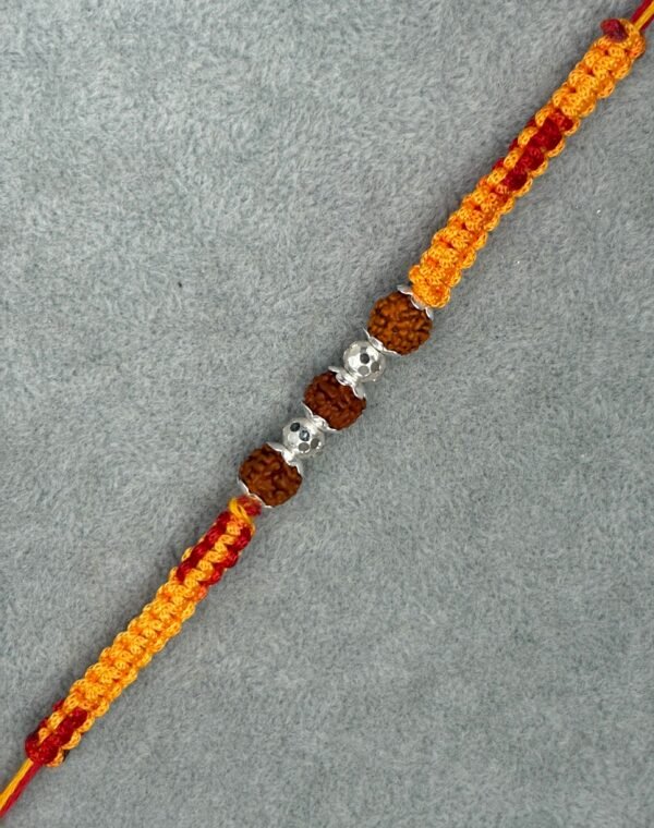 Rudraksha cnc ball silver rakhi