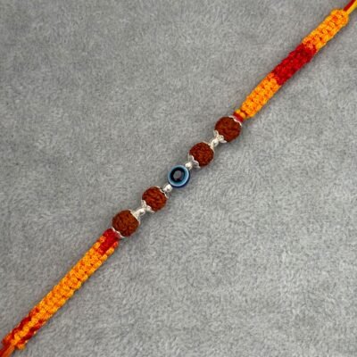 Rudraksha evil eye silver rakhi