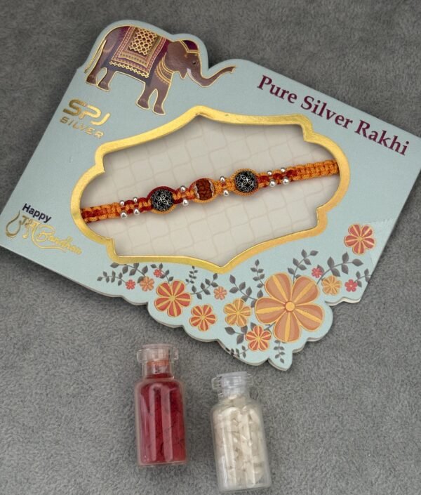 Premium silver rakhi for brother – Pure silver with detailed craftsmanship