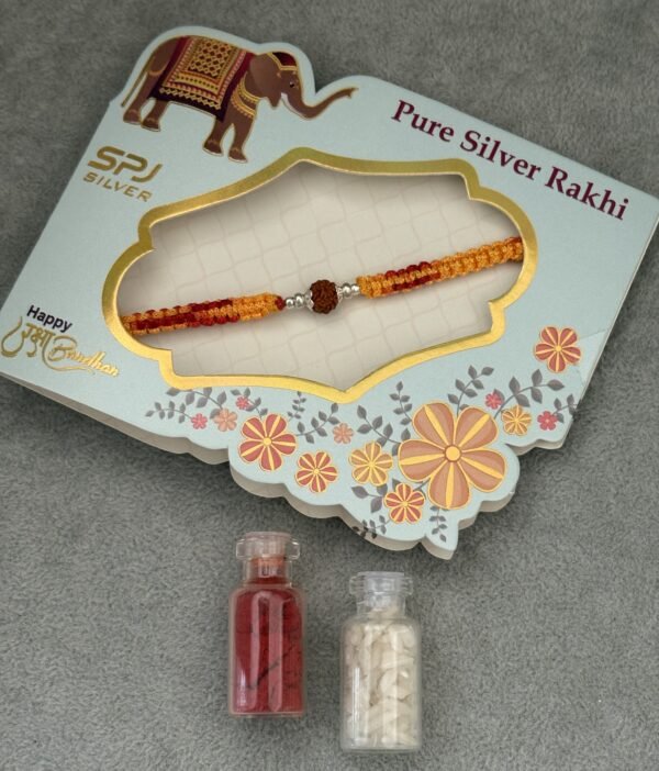Premium silver rakhi for brother – Pure silver with detailed craftsmanship