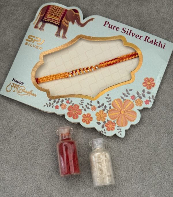 Premium silver rakhi for brother – Pure silver with detailed craftsmanship