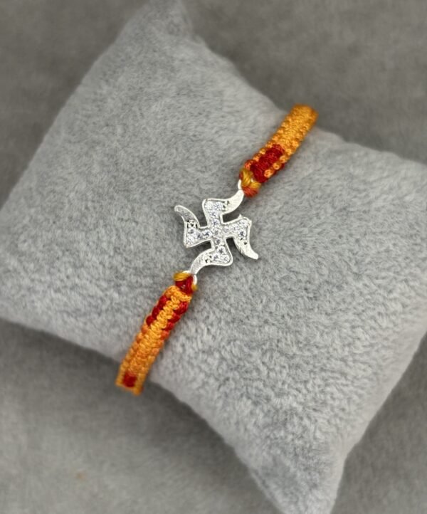 Swastik silver rakhi - Image 2