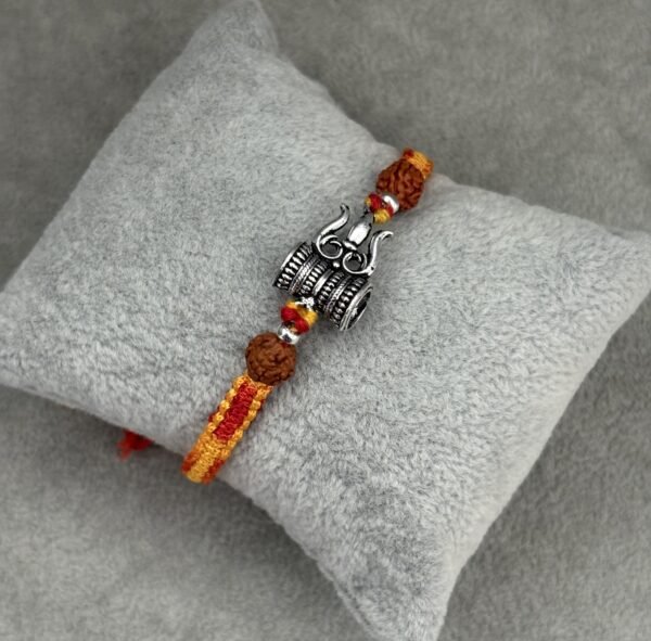 Oxidised damru silver rakhi - Image 2