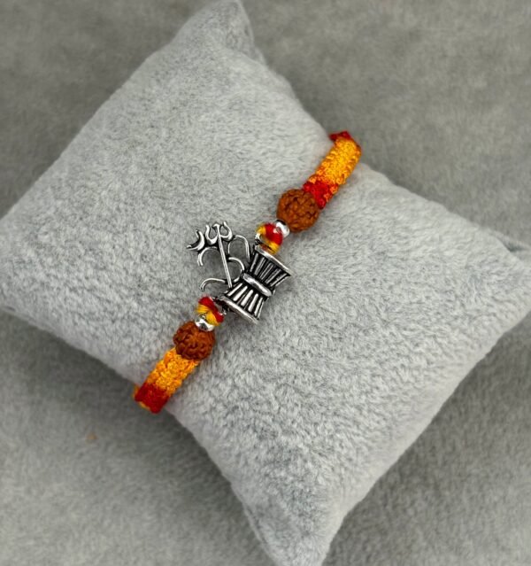 Damru trishool om silver rakhi - Image 2