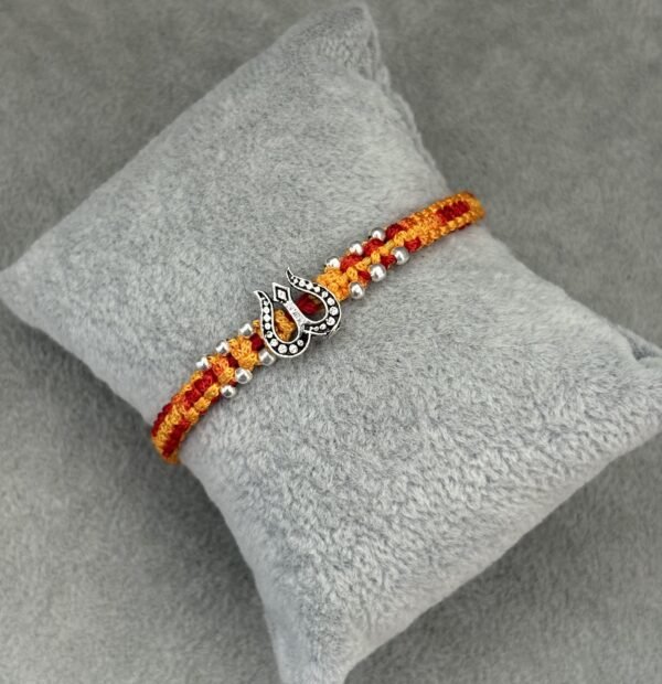 Oxidised damru silver rakhi - Image 4